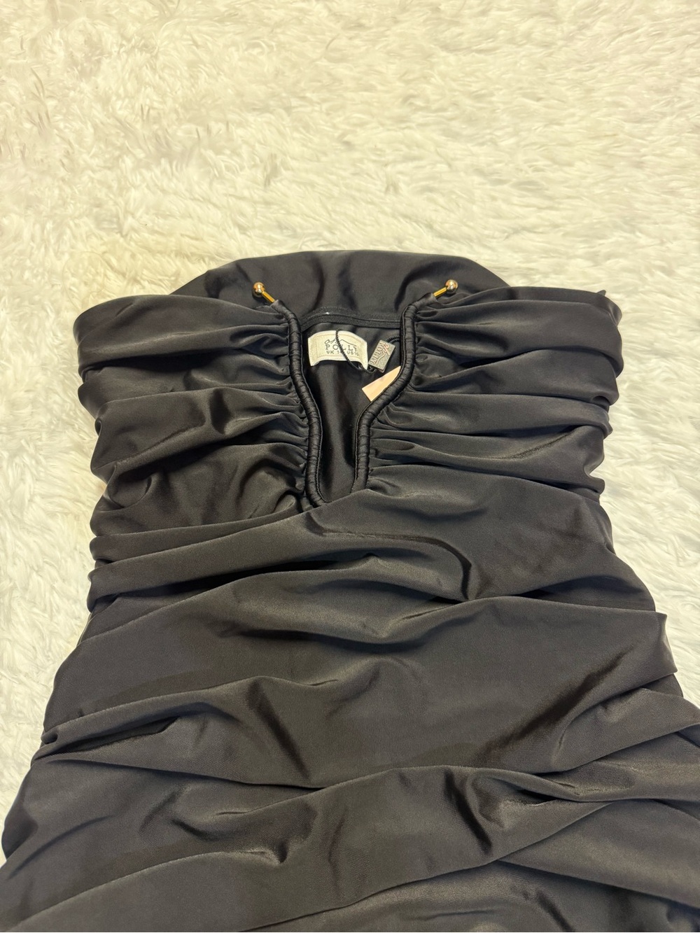 Oh Polly Socorra Ruched Hardware Detail Strapless Mini Dress in Black - Picture 10 of 16